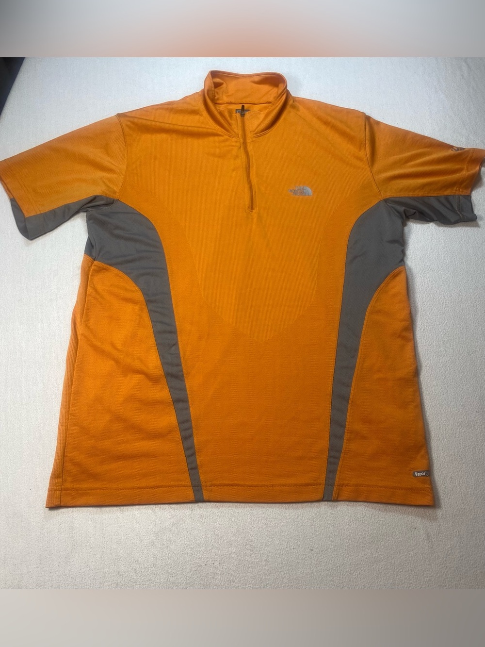 The North Face Men’s Orange and Gray Short-Sleeve Half-Zip Pullover
